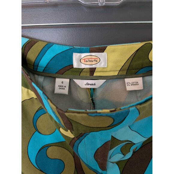 Vintage‎ Y2K Talbots Turquoise and Brown Retro Swirl Print Pants - Size 6 - Picture 3 of 9